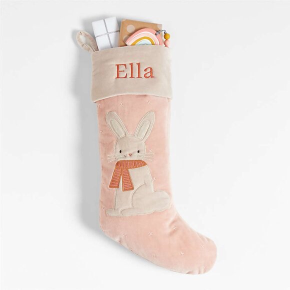 Crate & Barrel Wonderland Velvet Bunny & Bear Christmas Stockings – Brand New - Picture 12 of 12